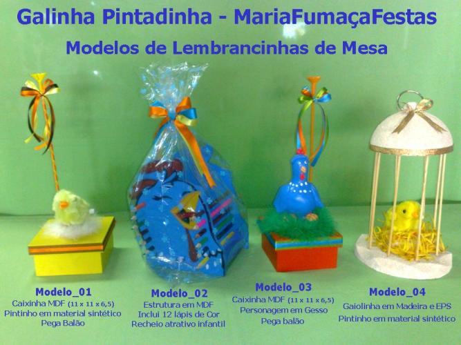 Decoraão de Aniversrio Infantil - Lembrancinha de Mesa da Galinha Pintadinha - Maria Fumaa Festas