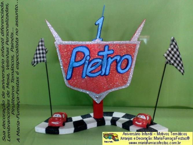 Decoraão de Aniversrio Infantil - Velinha Temtica - Carros (Mcqueen) - Maria Fumaa Festas 